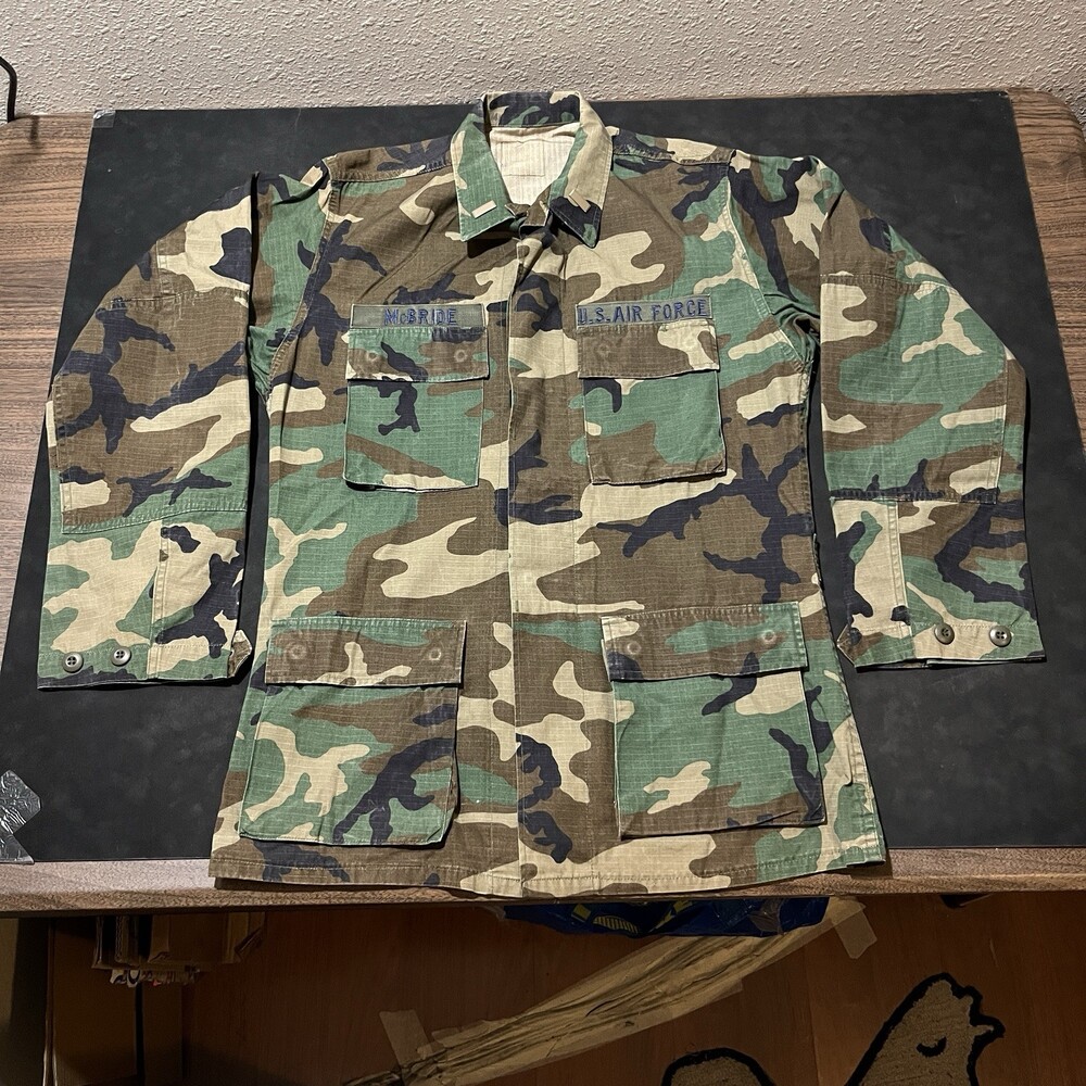 Vintage Field Jacket Woodland Camo Rip Stop All Weather Air Force Theater Of War